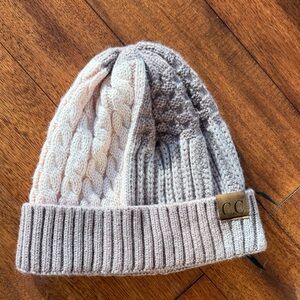 CC Cable Knit Beanie - light pink and light purple